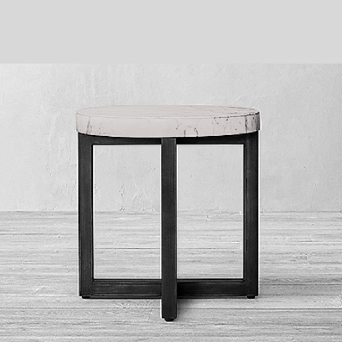 Mesa lateral redonda Murano en madera y fierro negro | Greenwoods Chile